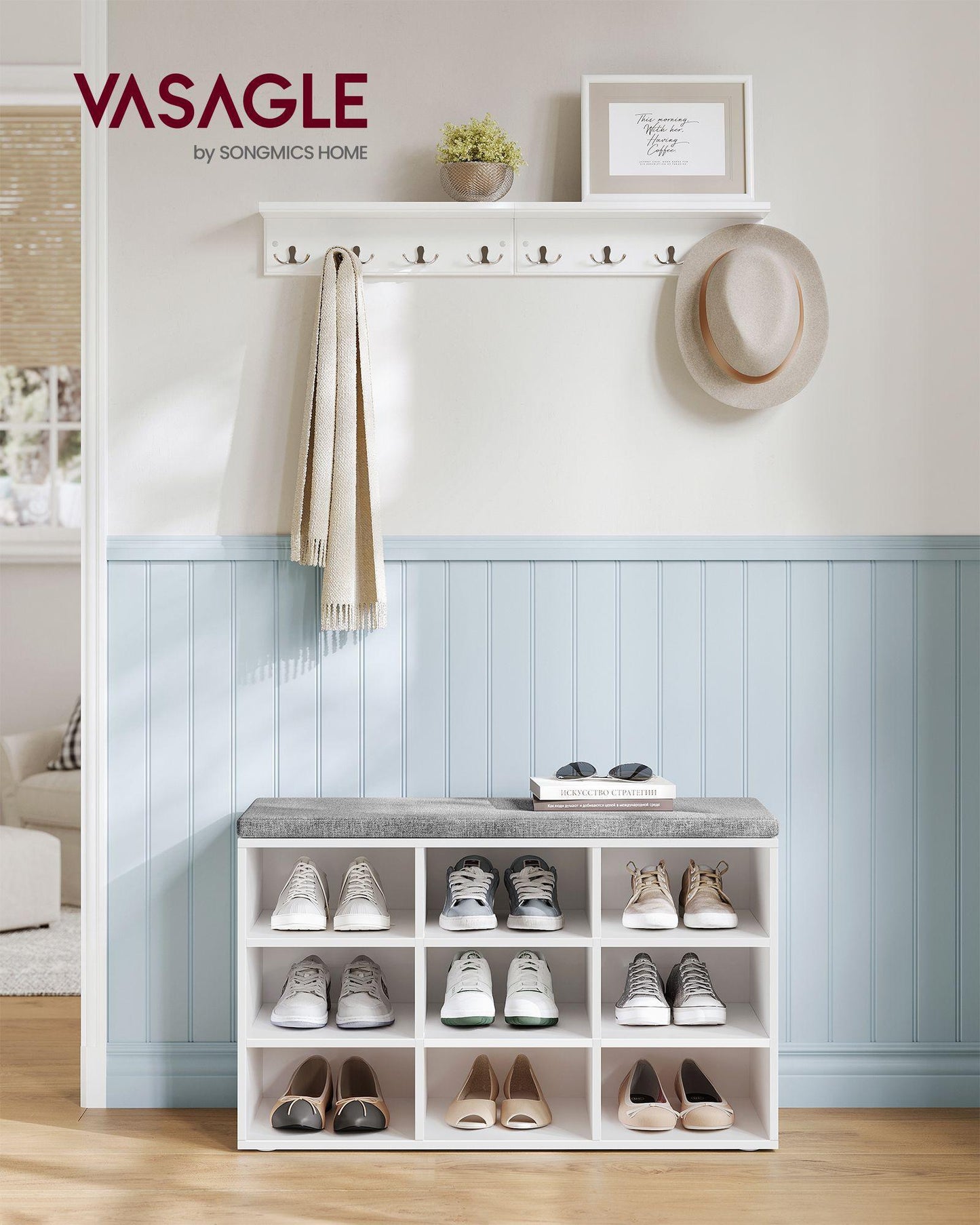VASAGLE Shoe Bench with 9 Compartments FredCo