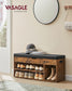 VASAGLE Storage Bench with Cushion, Shoe Bench with Padded Seat, 3 Compartments FredCo