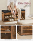 VASAGLE Storage Bench with Cushion, Shoe Bench with Padded Seat, 3 Compartments FredCo