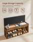 VASAGLE Storage Bench with Cushion, Shoe Bench with Padded Seat, 3 Compartments FredCo
