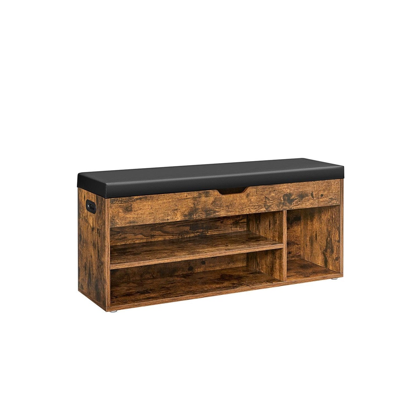 VASAGLE Storage Bench with Cushion, Shoe Bench with Padded Seat, 3 Compartments FredCo
