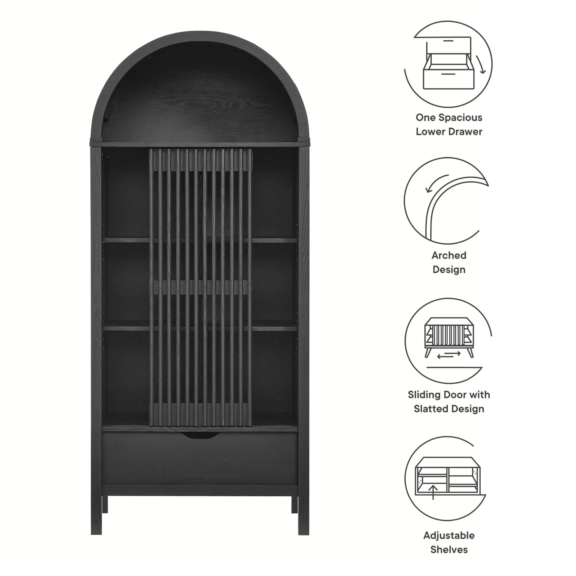 Vaughn 71" Arched Storage Display Cabinet by Modway EEI-7167 FredCo