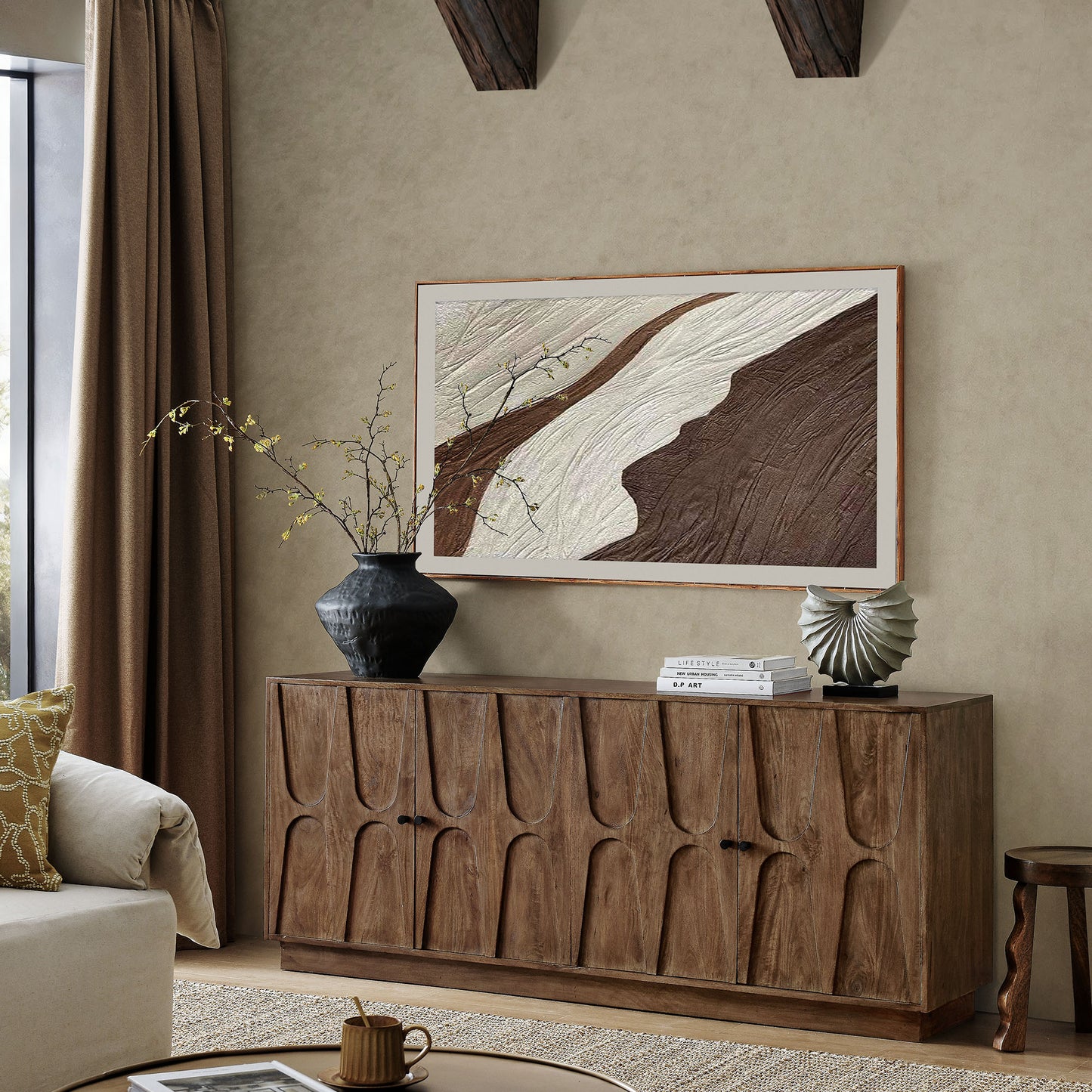 Veda 72" Mango Wood Sideboard Cabinet by Modway EEI-7285 FredCo