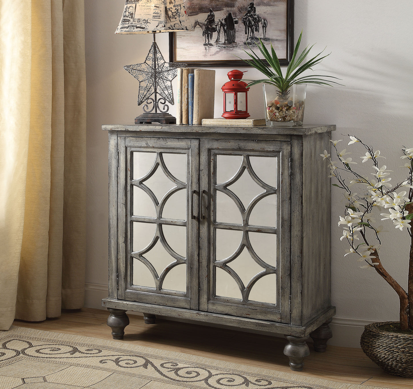 Velika Weathered Gray Finish Console Table FredCo