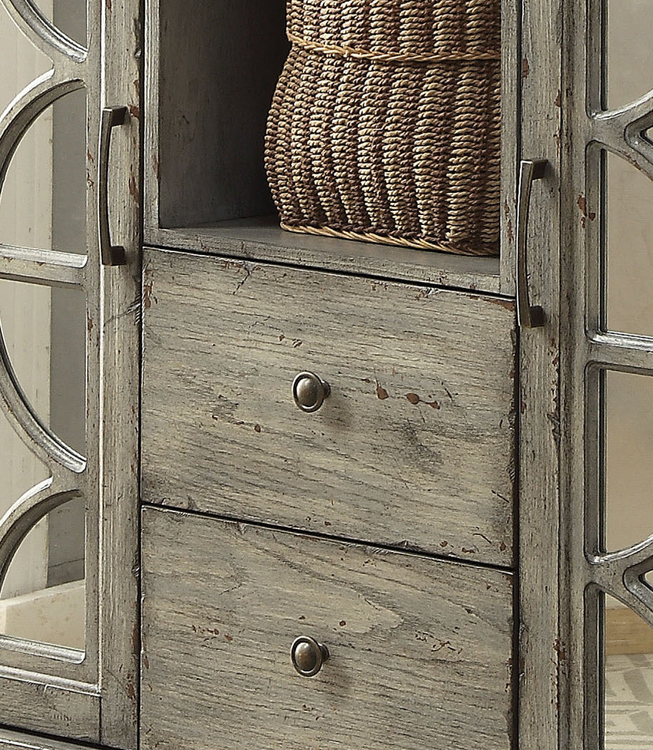 Velika Weathered Gray Finish Console Table w/ 1 Open Compartment Storage FredCo