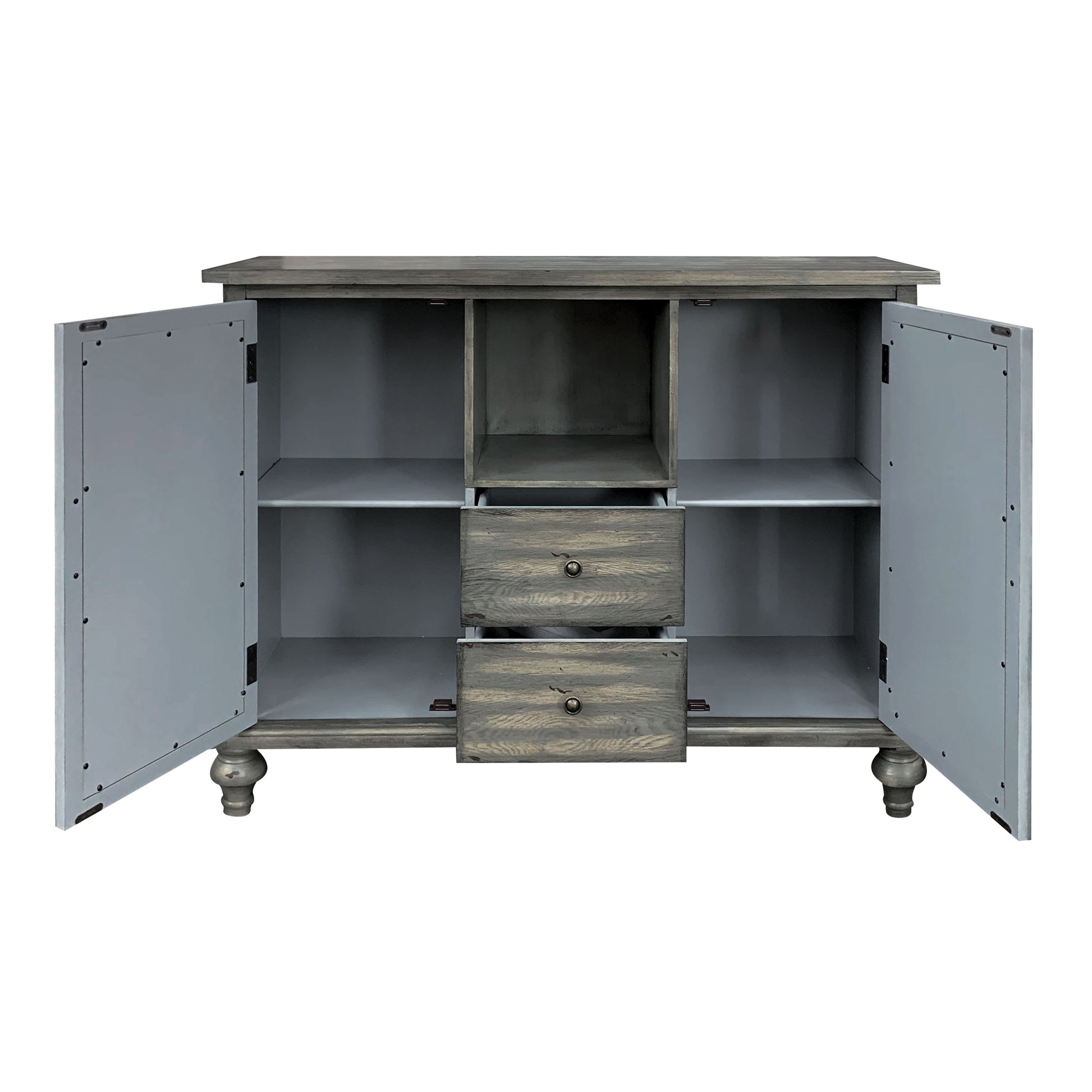 Velika Weathered Gray Finish Console Table w/ 1 Open Compartment Storage FredCo
