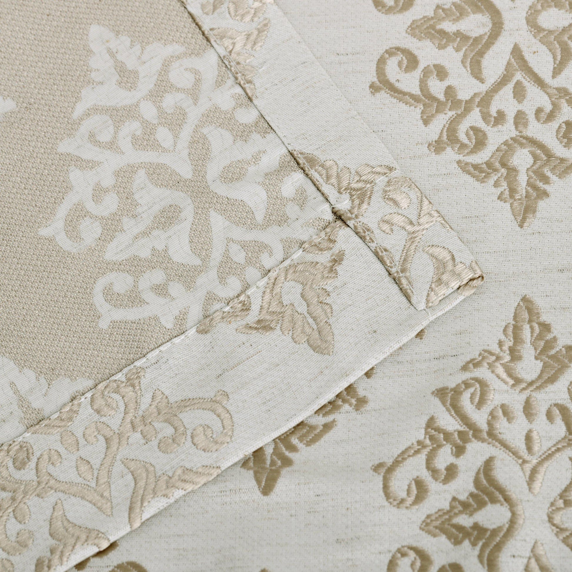 Venetian Damask Floral Jacquard Vintage Grommet Curtain Panel Set FredCo