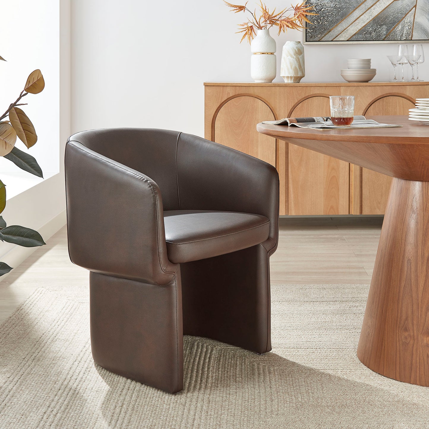 Verity Barrel Back Vegan Leather Dining Chair by Modway EEI-7383 FredCo