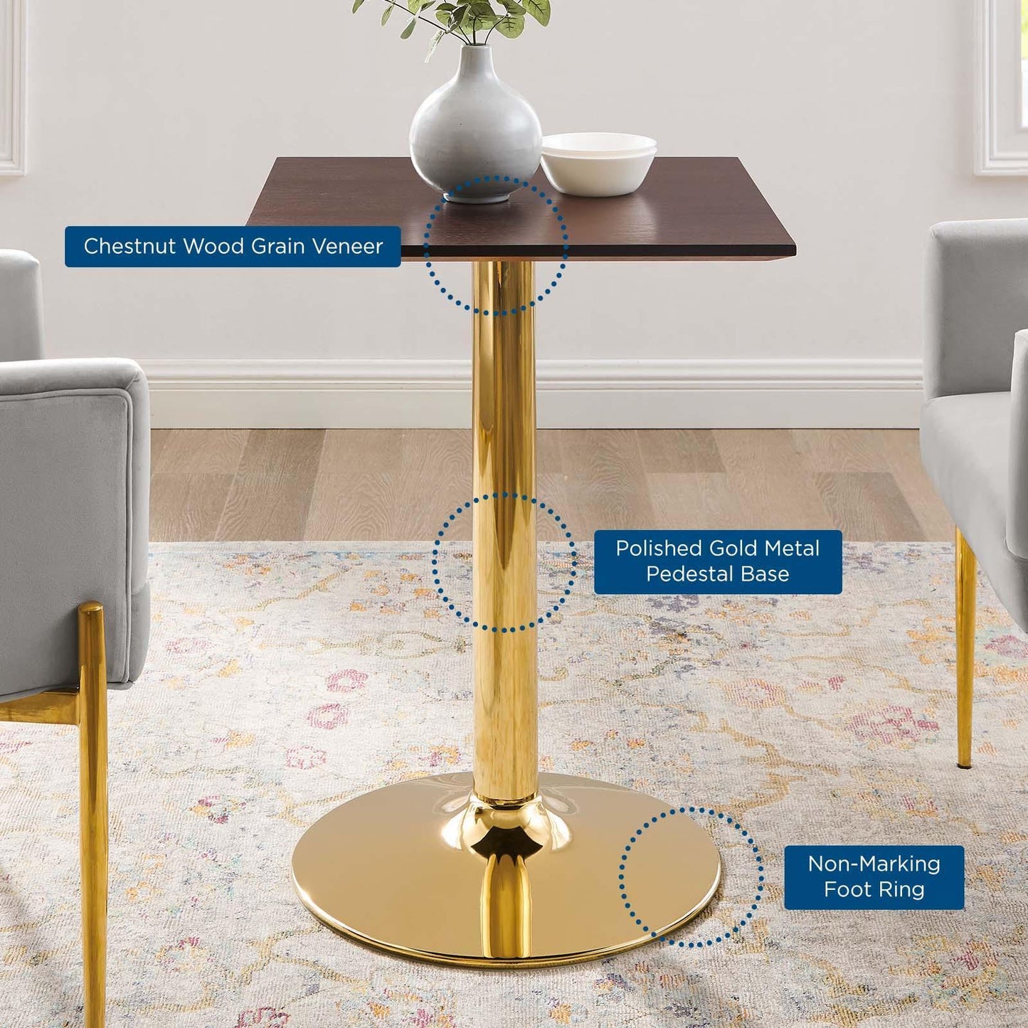 Verne 24" Square Dining Table, EEI-4740 FredCo