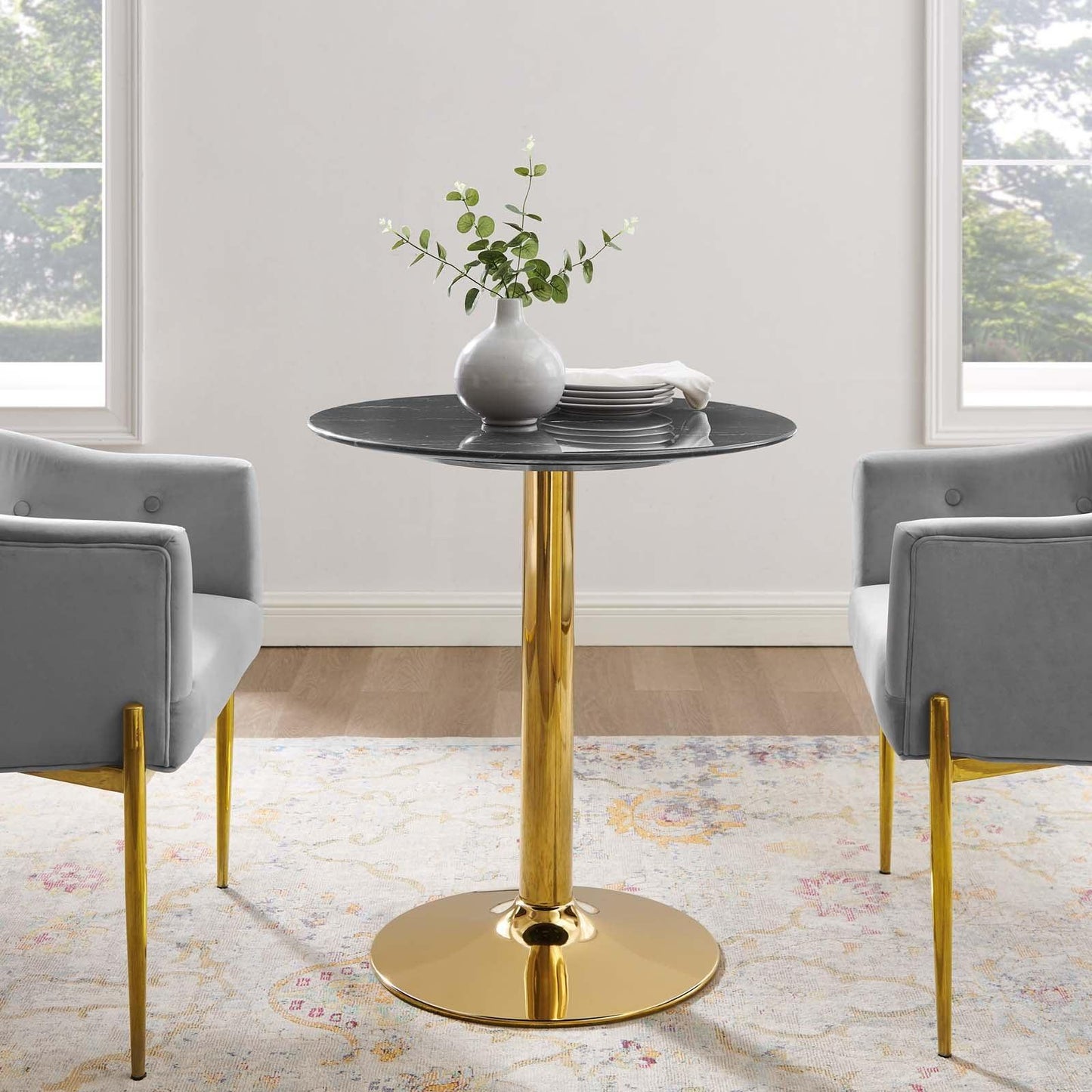 Verne 28" Artificial Marble Dining Table, EEI-4746 FredCo