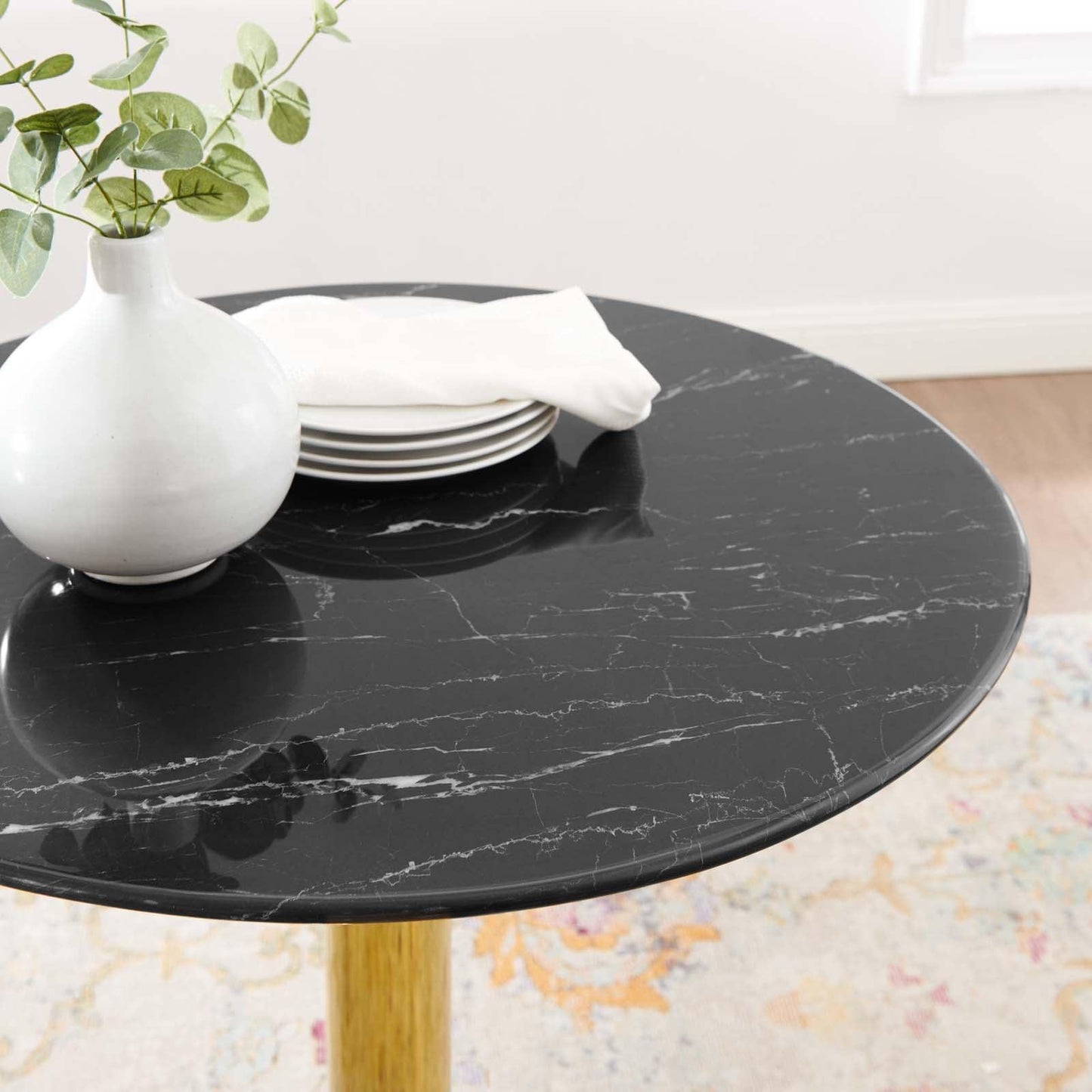 Verne 28" Artificial Marble Dining Table, EEI-4746 FredCo
