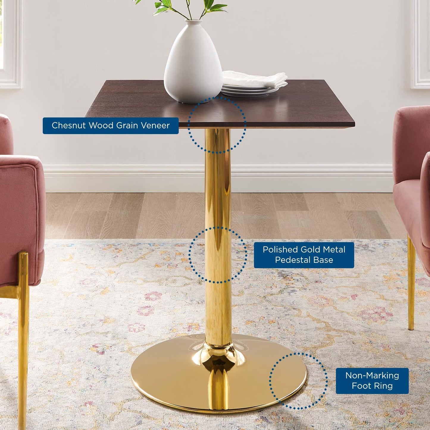 Verne 28" Square Dining Table, EEI-4742 FredCo