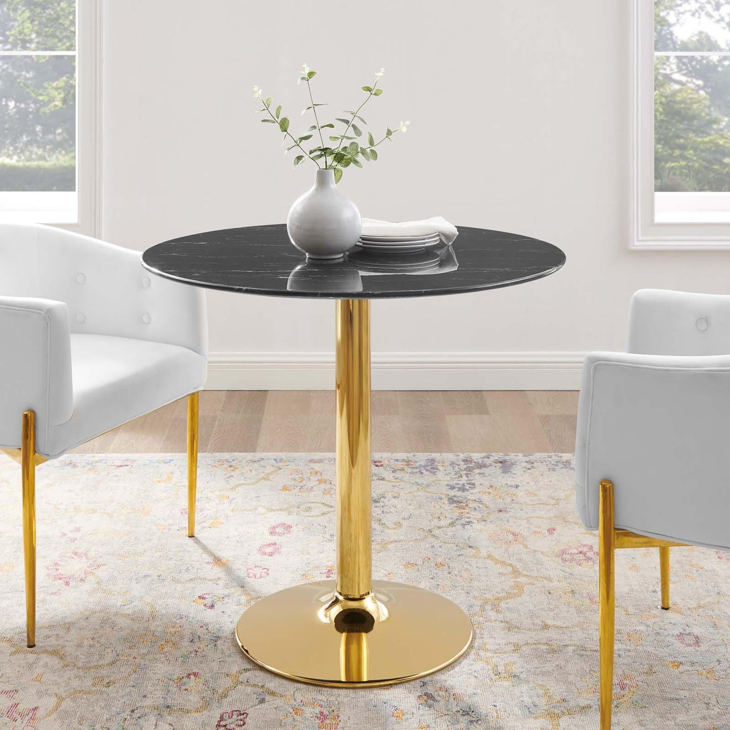 Verne 35" Artificial Marble Dining Table, EEI-4747 FredCo