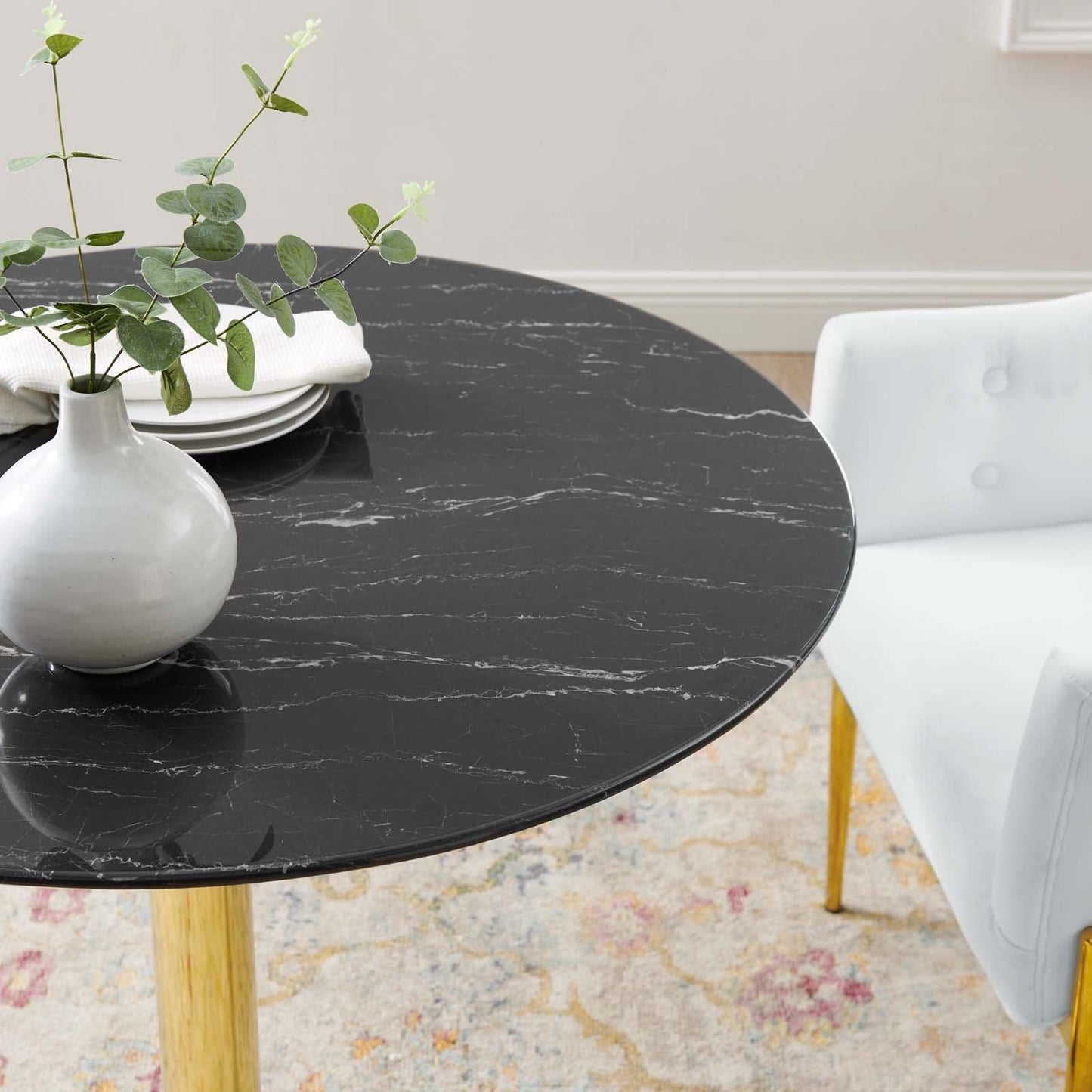 Verne 35" Artificial Marble Dining Table, EEI-4747 FredCo