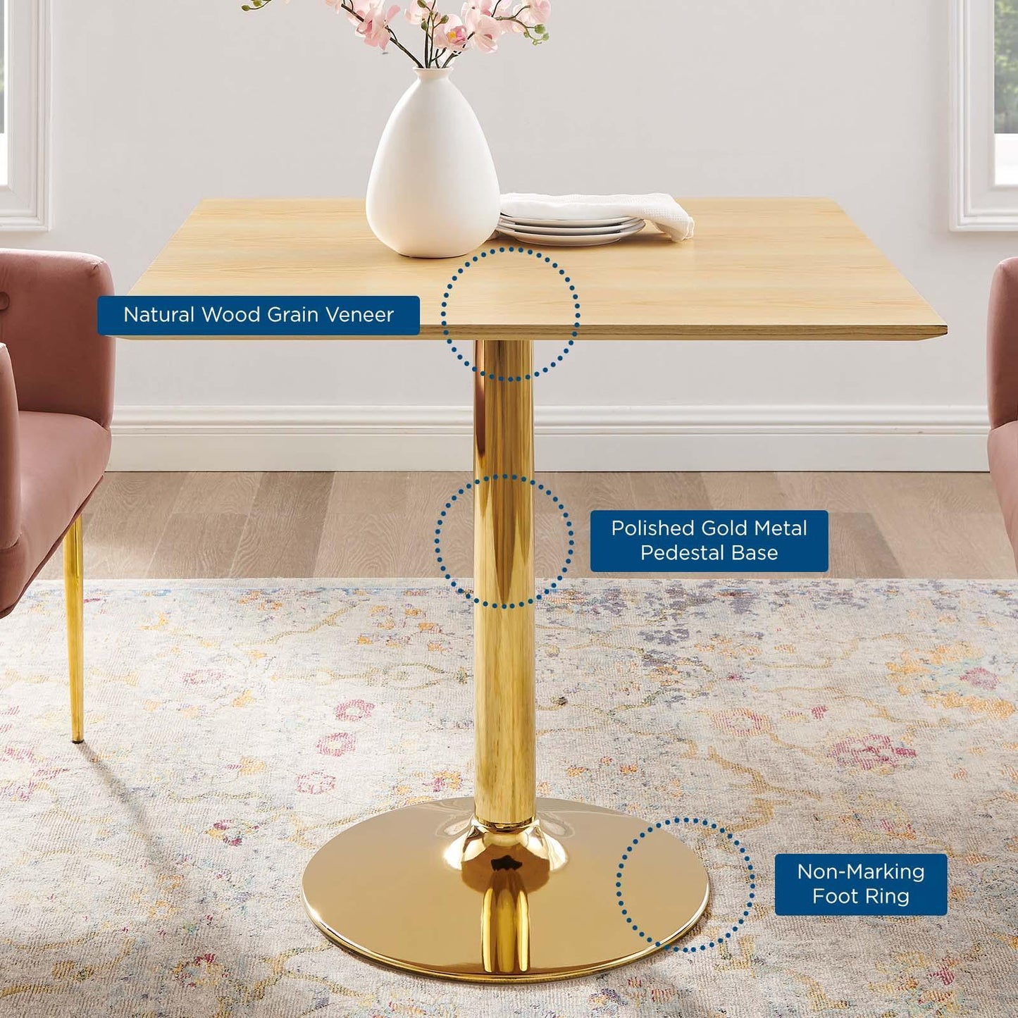 Verne 35" Square Dining Table, EEI-4745 FredCo