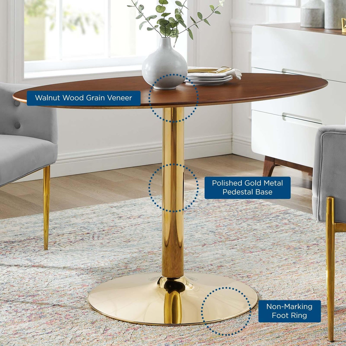 Verne 48" Oval Dining Table, EEI-4751 FredCo