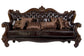 Versailles Sofa (w/7 Pillows) Two Tone Dark Brown PU & Cherry Oak FredCo