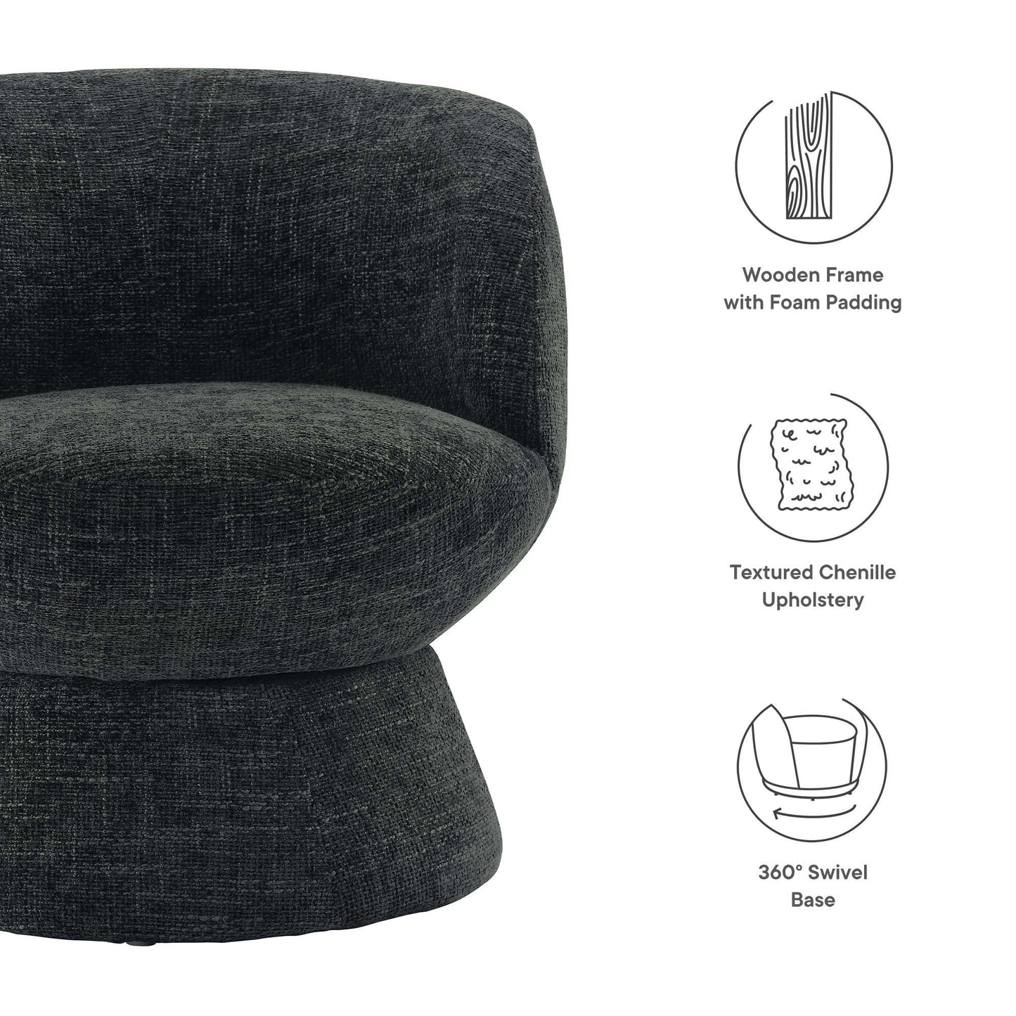 Vesta Chenille Fabric Upholstered Swivel Chair by Modway FredCo