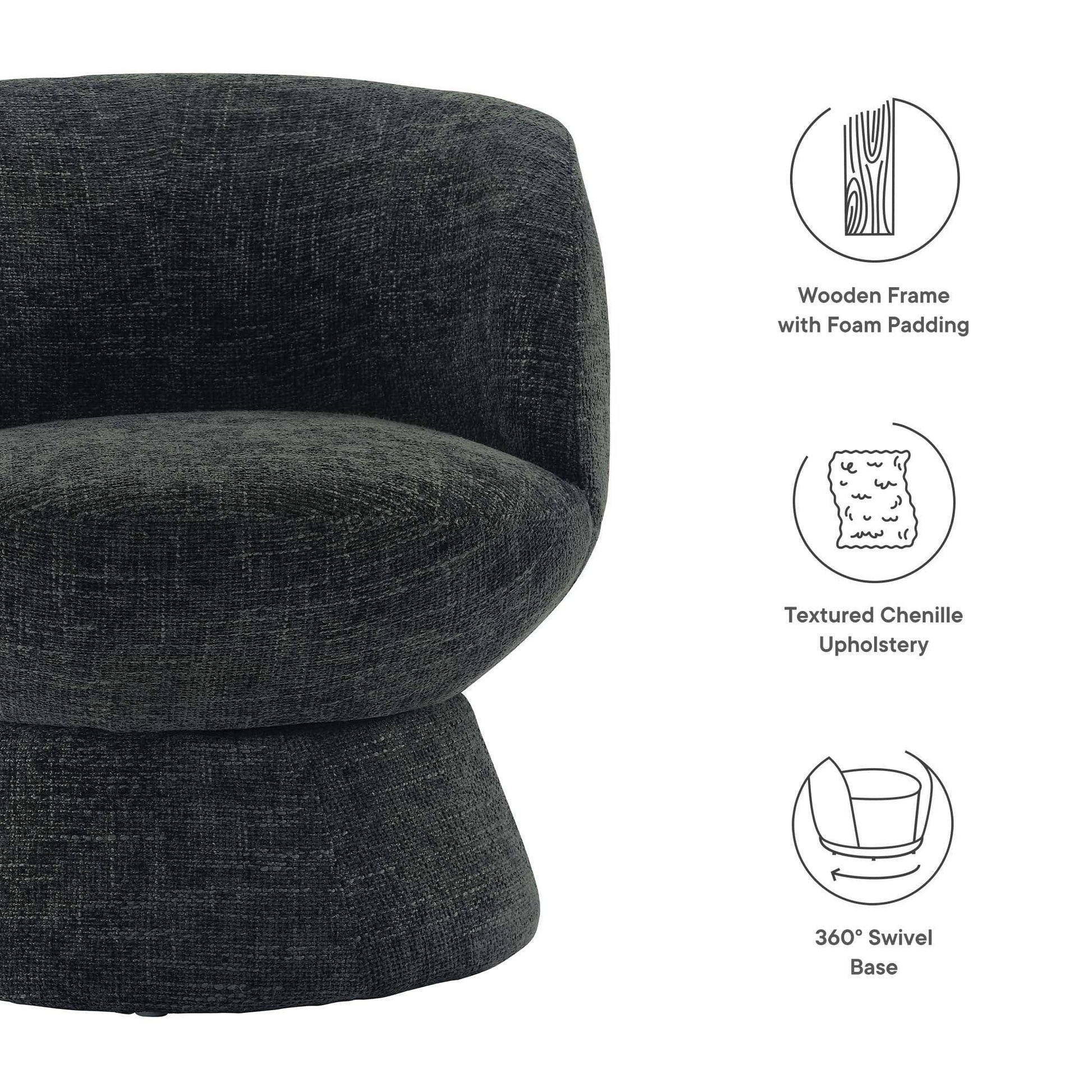 Vesta Chenille Fabric Upholstered Swivel Chair by Modway FredCo