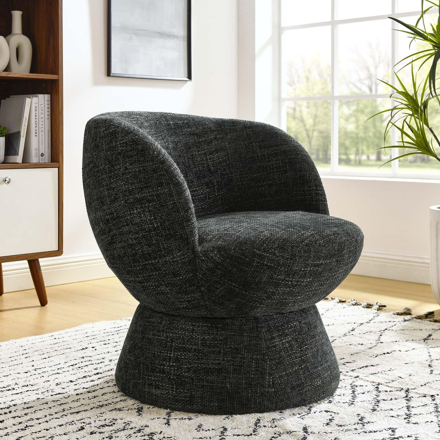Vesta Chenille Fabric Upholstered Swivel Chair by Modway FredCo