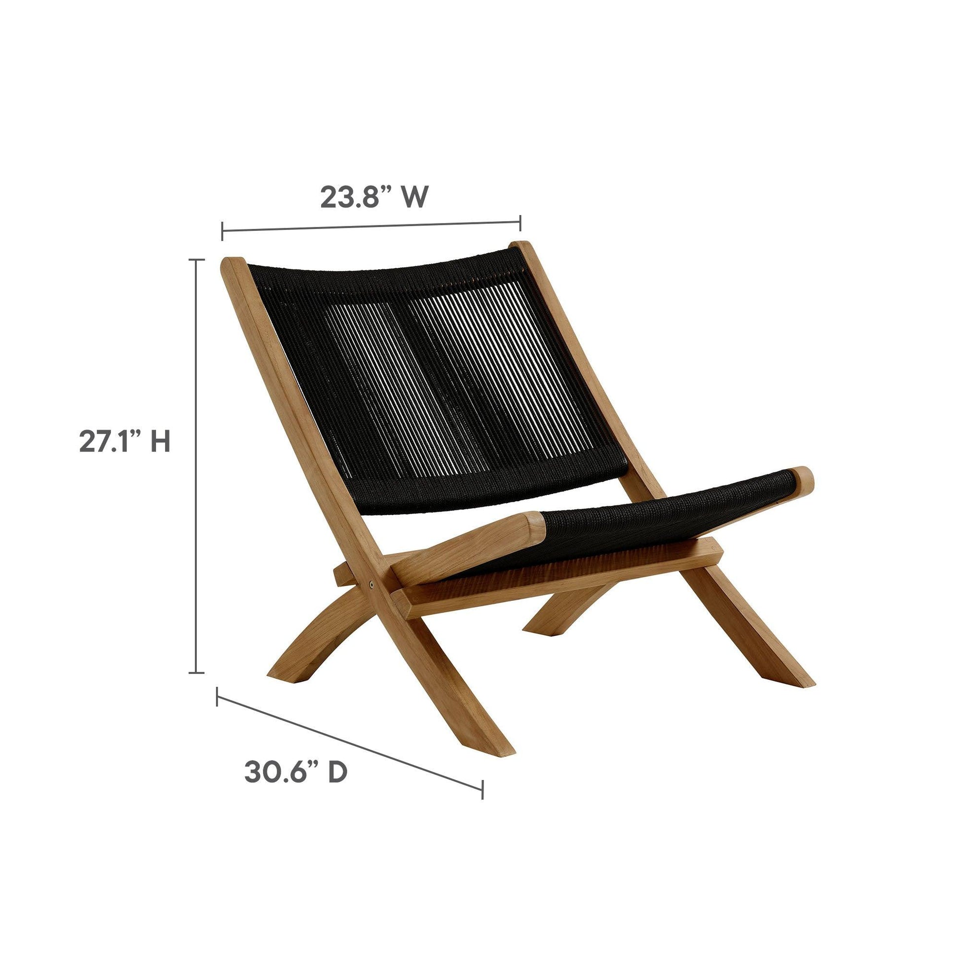 Vienna 2-Piece Outdoor Patio Teak and Rope Folding Accent Lounge Chair and Ottoman Set by Modway FredCo