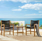 Vienna 3-Piece Outdoor Patio Teak and Rope Armchairs with Folding Side Table by Modway FredCo