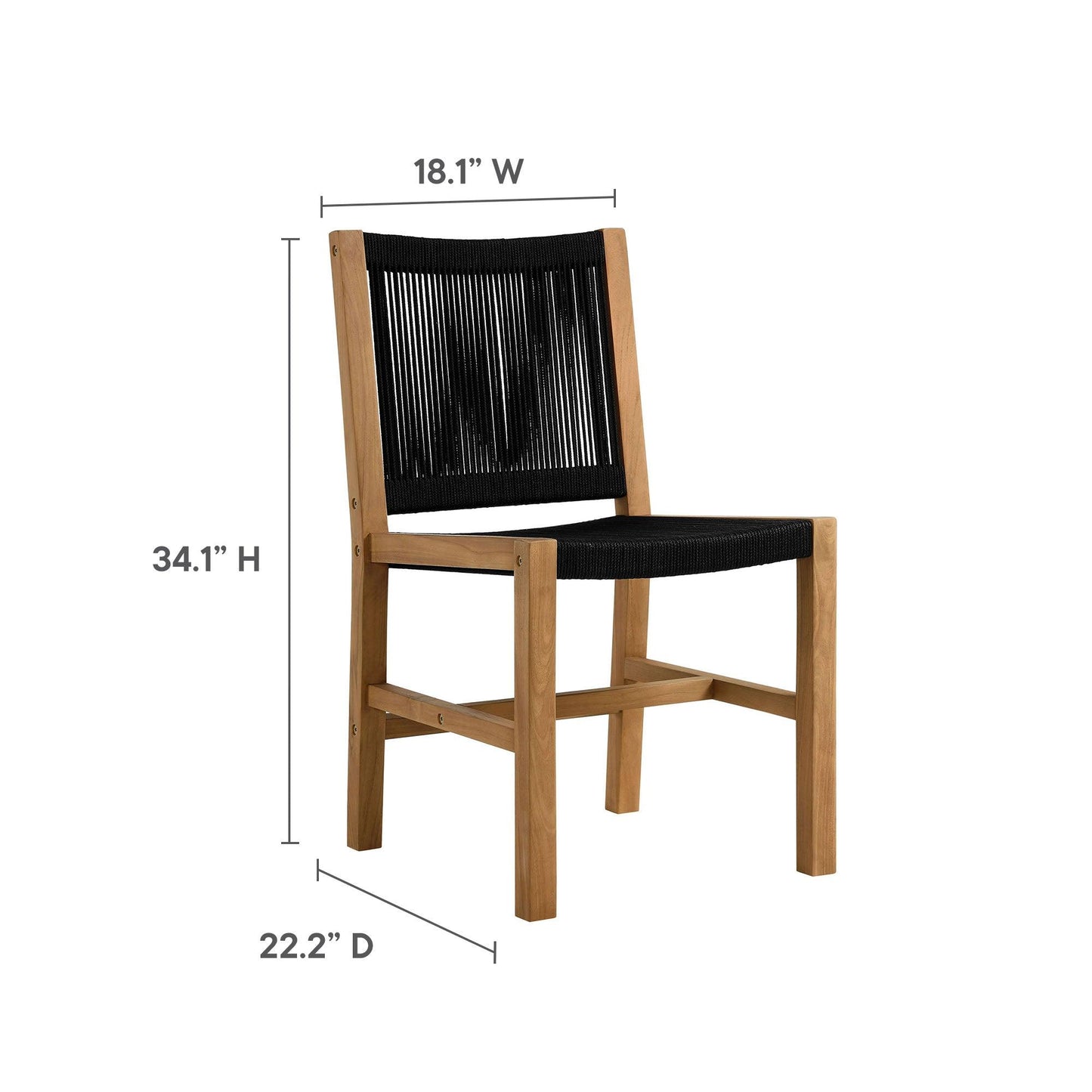 Vienna 3-Piece Outdoor Patio Teak and Rope Dining Set with Armless Chiars by Modway FredCo