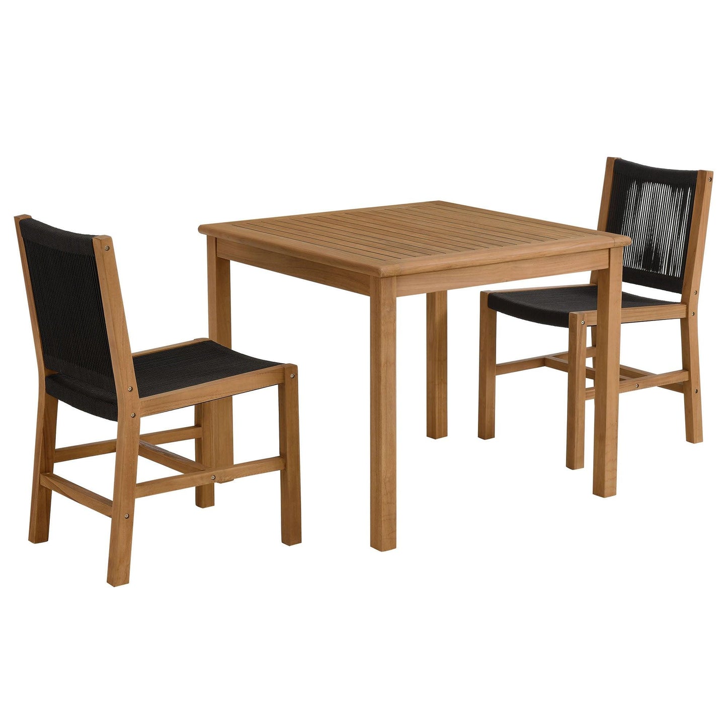 Vienna 3-Piece Outdoor Patio Teak and Rope Dining Set with Armless Chiars by Modway FredCo
