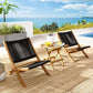 Vienna 3-Piece Outdoor Patio Teak and Rope Folding Lounge Chairs and Side Table by Modway FredCo