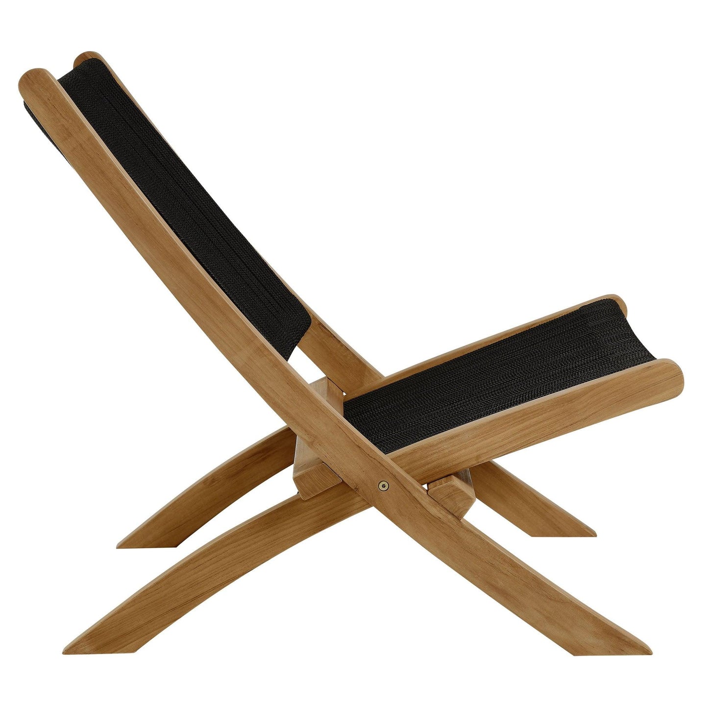 Vienna 3-Piece Outdoor Patio Teak and Rope Folding Lounge Chairs and Side Table by Modway FredCo