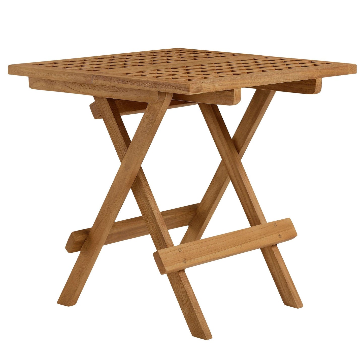 Vienna 3-Piece Outdoor Patio Teak and Rope Folding Lounge Chairs and Side Table by Modway FredCo