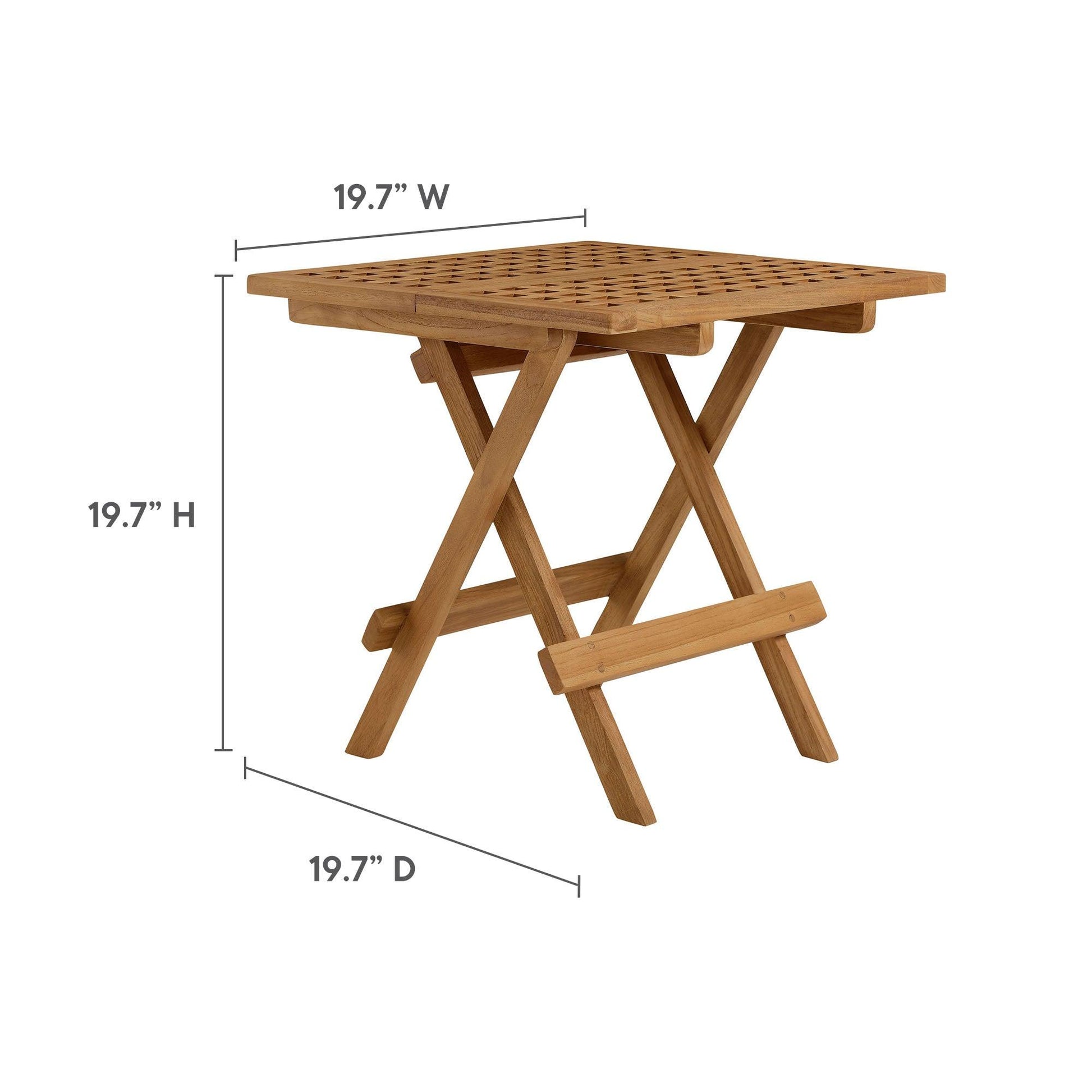 Vienna 3-Piece Outdoor Patio Teak and Rope Folding Lounge Chairs and Side Table by Modway FredCo