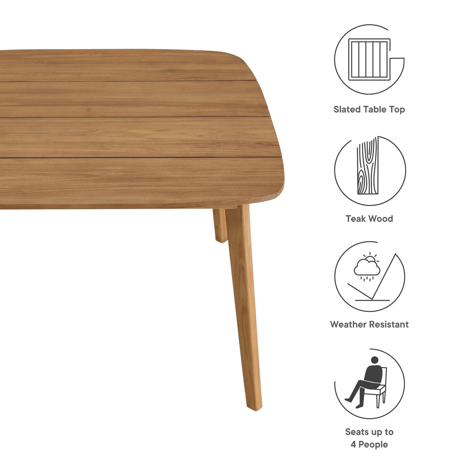 Vienna 46" Square Outdoor Patio Teak Wood Dining Table by Modway FredCo