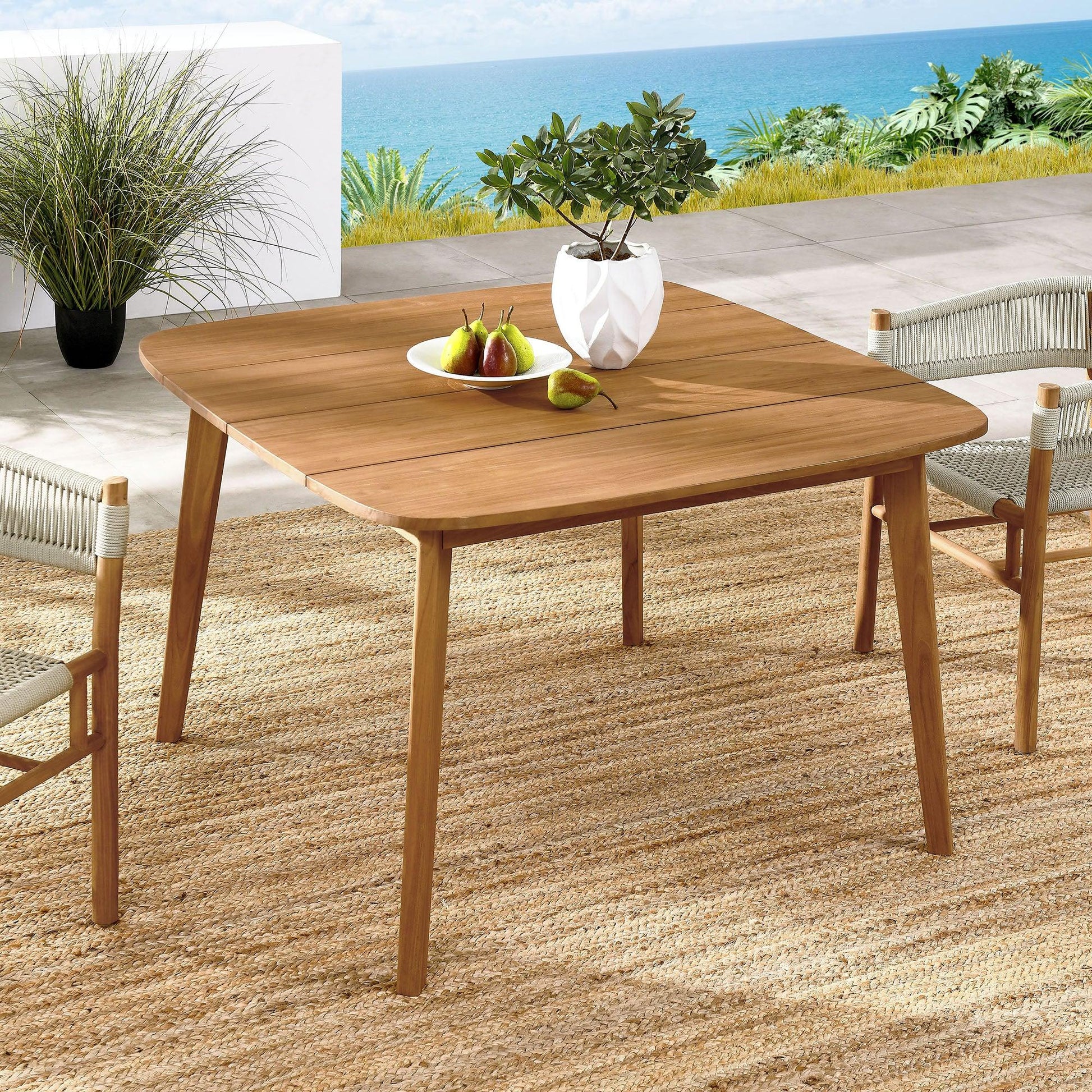 Vienna 46" Square Outdoor Patio Teak Wood Dining Table by Modway FredCo