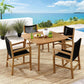 Vienna 5-Piece Outdoor Patio Teak and Rope Dining Set with Armchairs by Modway FredCo