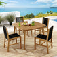 Vienna 5-Piece Outdoor Patio Teak and Rope Dining Set with Armless Chairs by Modway FredCo
