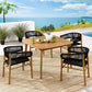 Vienna 5-Piece Outdoor Patio Teak and Rope Dining Set with Curved-Back Armchairs by Modway FredCo