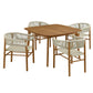 Vienna 5-Piece Outdoor Patio Teak and Rope Dining Set with Curved-Back Armchairs by Modway FredCo