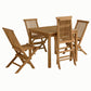Vienna 5-Piece Outdoor Patio Teak Wood Dining Set with Folding Chairs by Modway FredCo