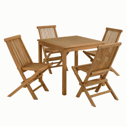Vienna 5-Piece Outdoor Patio Teak Wood Dining Set with Folding Chairs by Modway FredCo