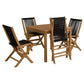 Vienna 5-Piece Outdoor Patio Teak Wood Dining Set with Rope Folding Chairs by Modway FredCo