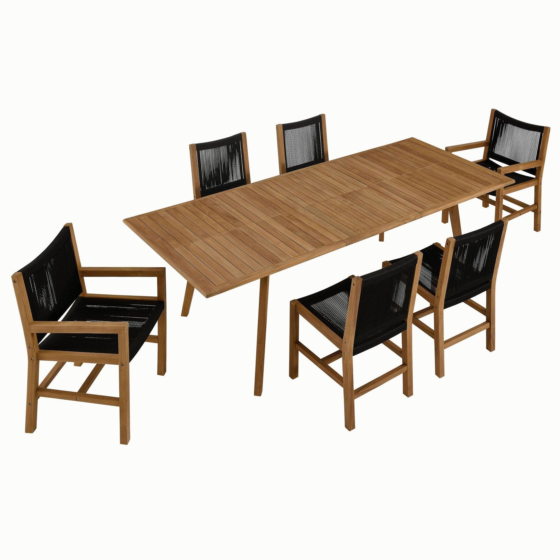 Vienna 7-Piece Outdoor Patio Teak and Rope Dining Set by Modway FredCo