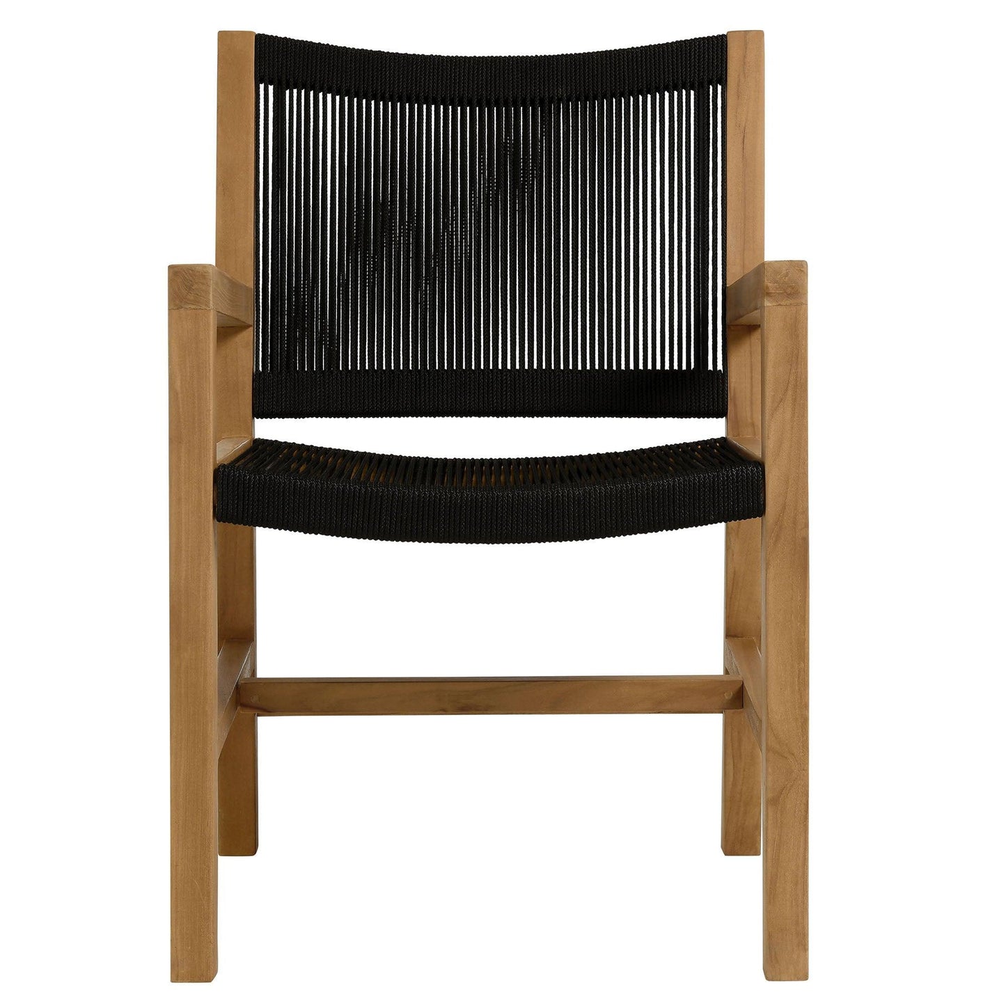 Vienna 7-Piece Outdoor Patio Teak and Rope Dining Set with Armchairs by Modway FredCo