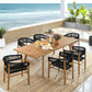 Vienna 7-Piece Outdoor Patio Teak and Rope Dining Set with Curved-Back Armchairs by Modway FredCo