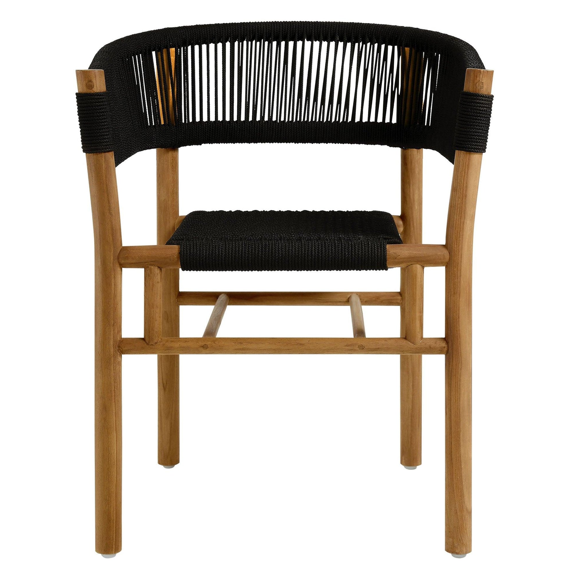 Vienna 7-Piece Outdoor Patio Teak and Rope Dining Set with Curved-Back Armchairs by Modway FredCo