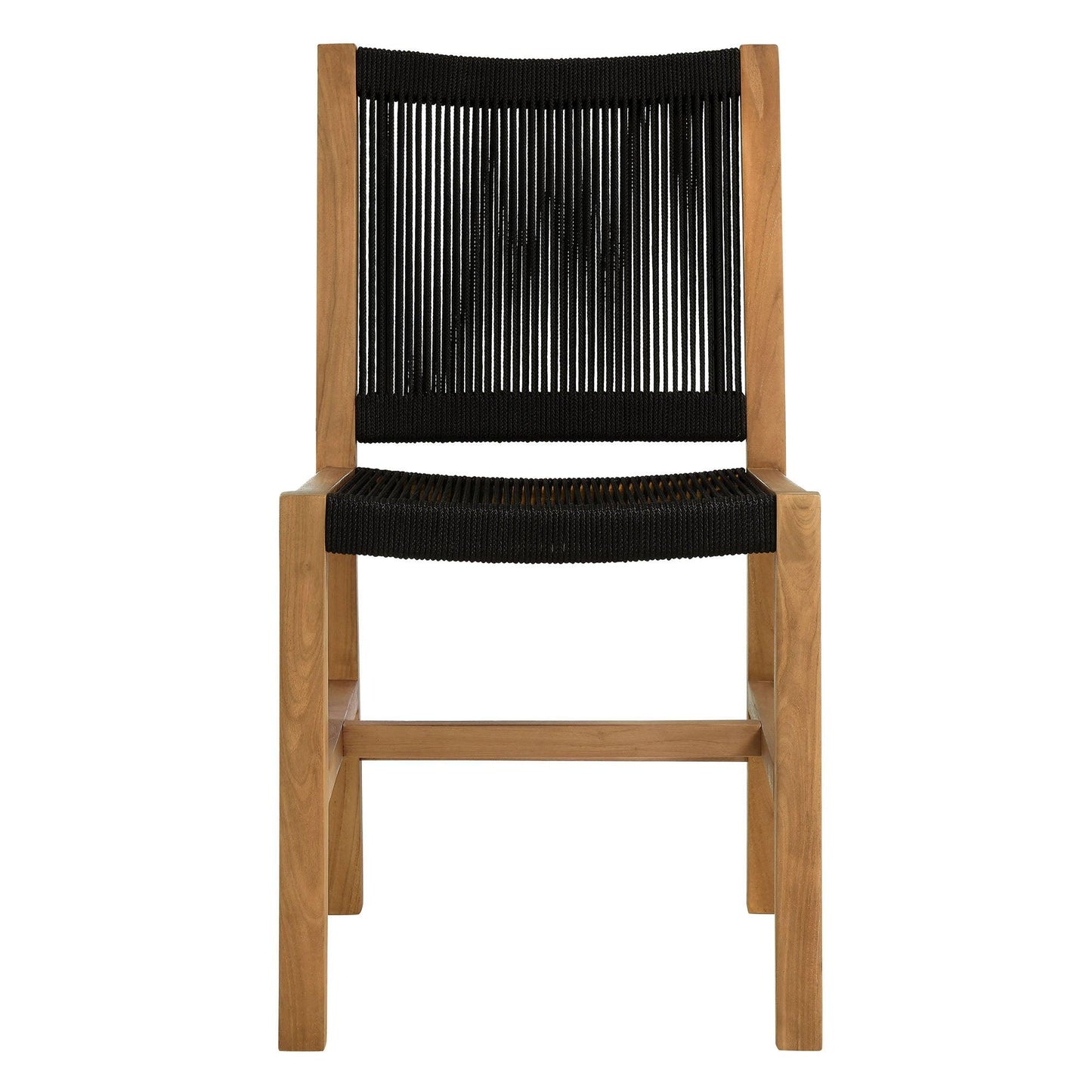 Vienna Outdoor Patio Teak and Rope Armless Dining Chairs Set of 2 by Modway FredCo