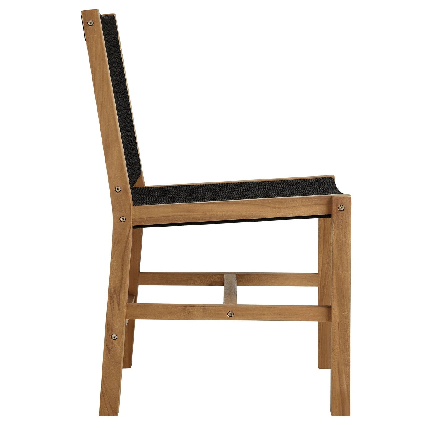 Vienna Outdoor Patio Teak and Rope Armless Dining Chairs Set of 2 by Modway FredCo