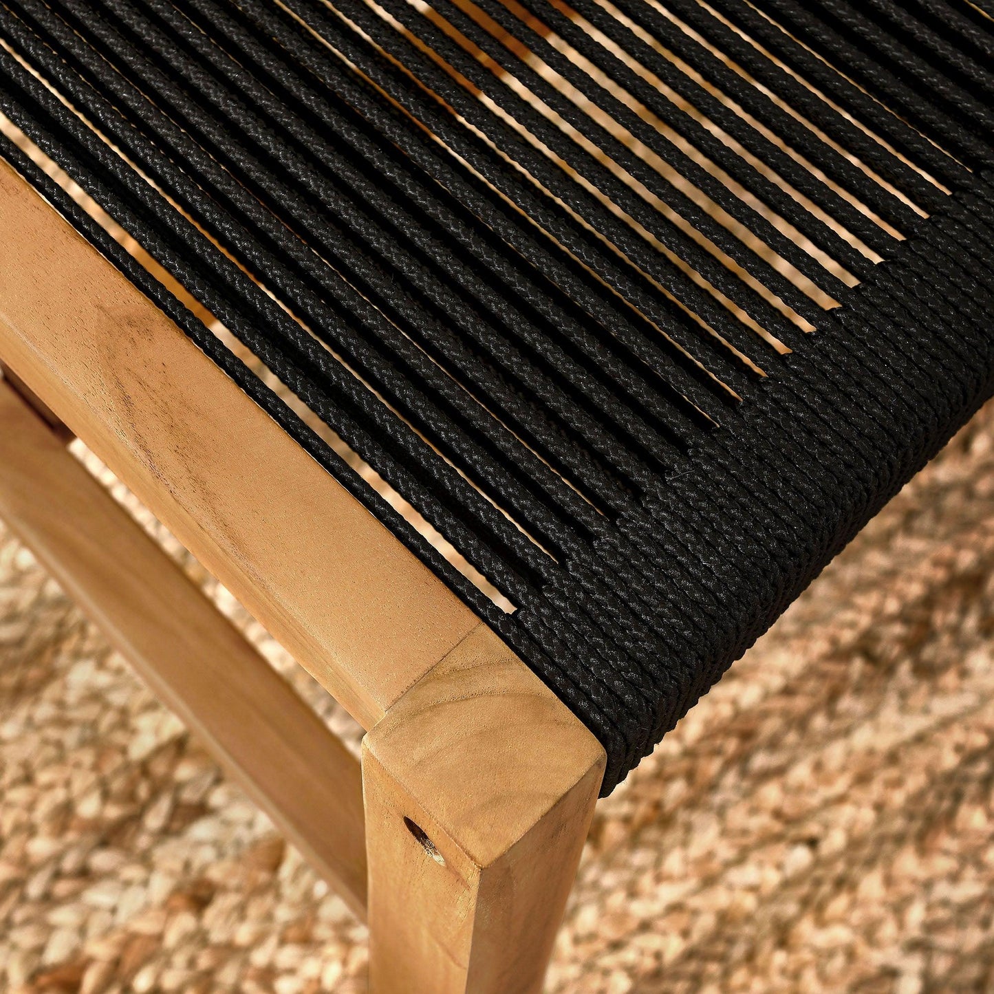 Vienna Outdoor Patio Teak and Rope Armless Dining Chairs Set of 2 by Modway FredCo