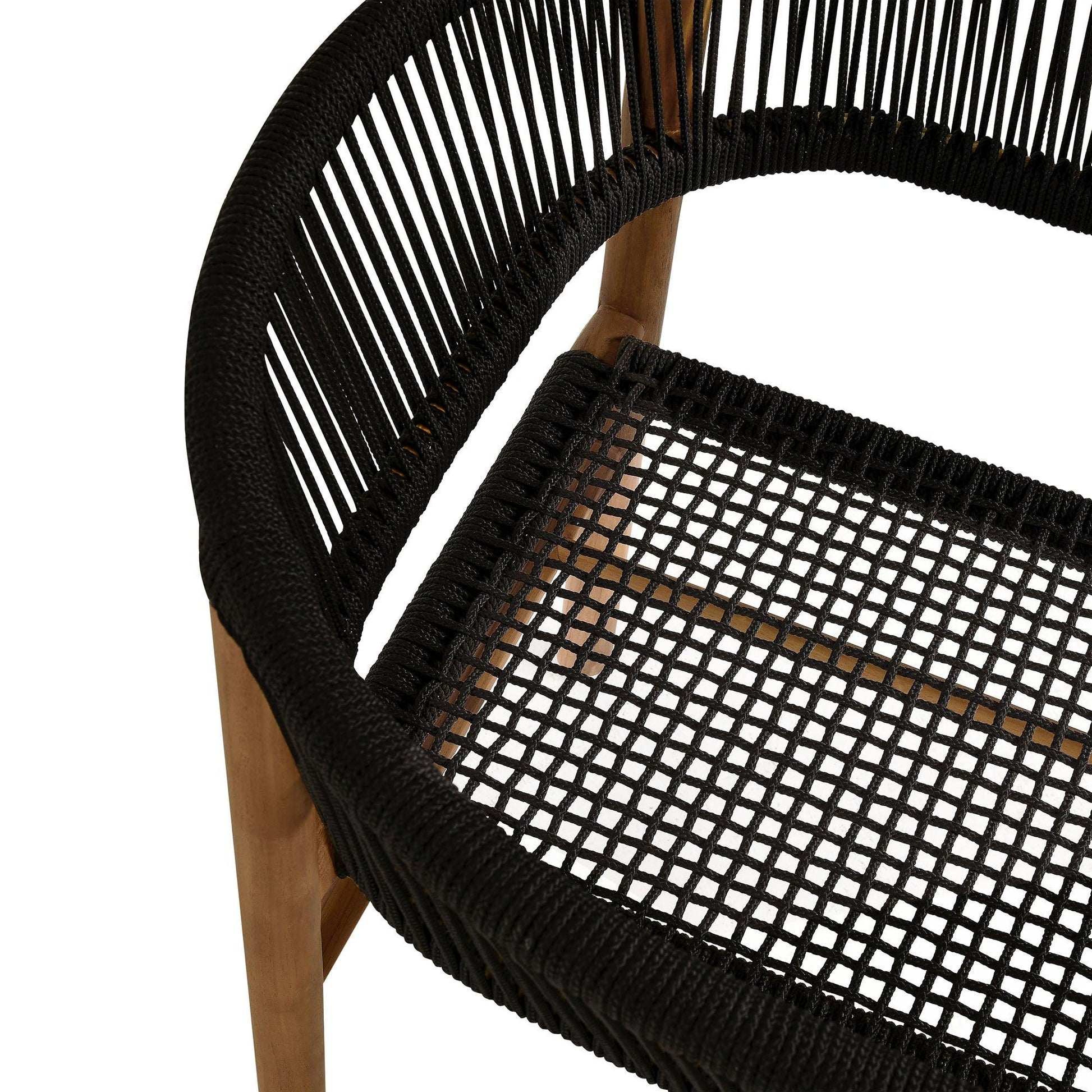 Vienna Outdoor Patio Teak and Rope Curved-Back Dining Armchairs Set of 2 by Modway FredCo