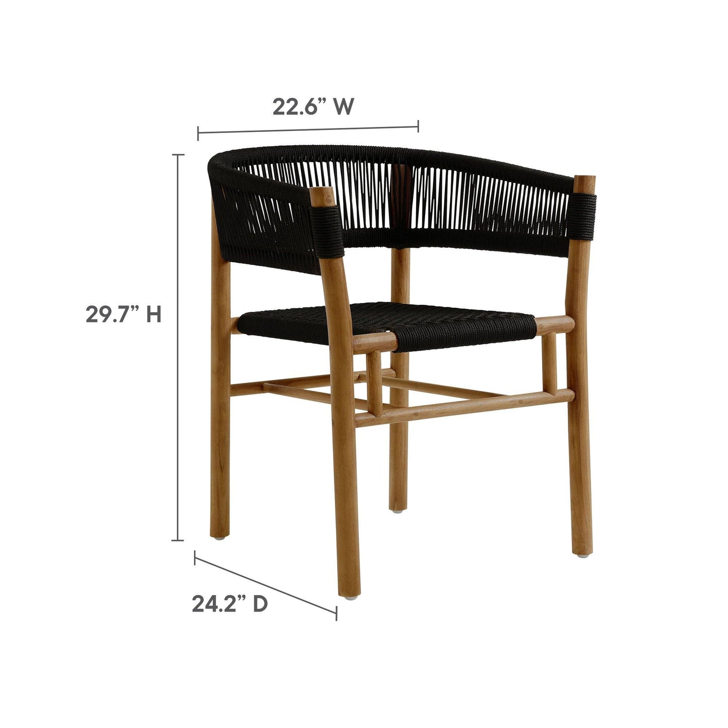 Vienna Outdoor Patio Teak and Rope Curved-Back Dining Armchairs Set of 2 by Modway FredCo